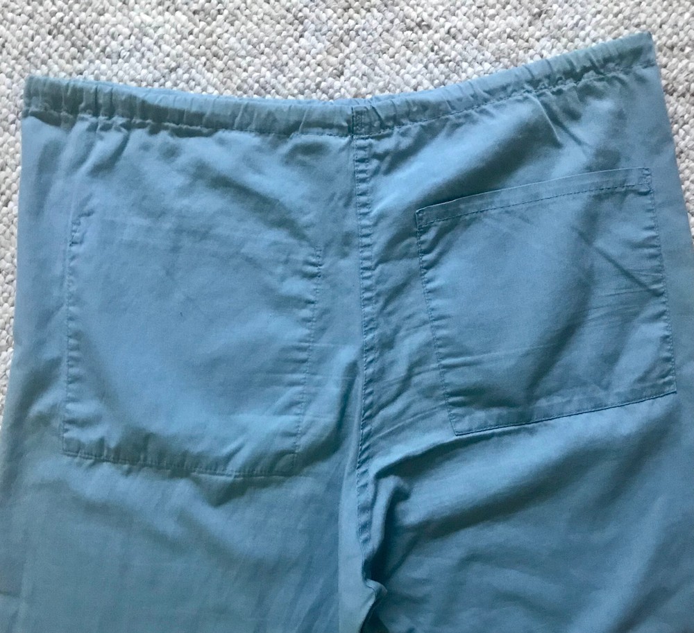 Medical Lab Coat Snap Button Front Long Sleeve Top(M)+ Pants(S) Set Blue