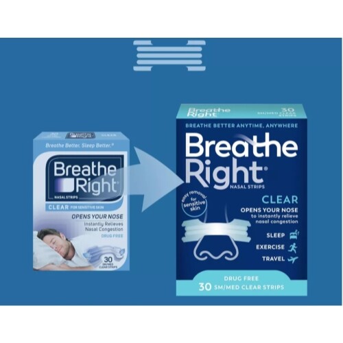 5 Pack - Breathe Right Nasal Strips, Small/Medium, Clear, 30 Each