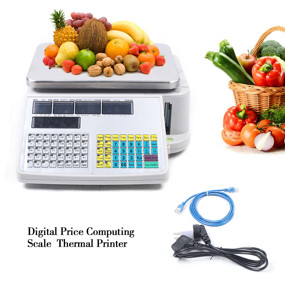 66lbs Digital Computing Price Scale Supermarket Barcode Printer Electronic Scale