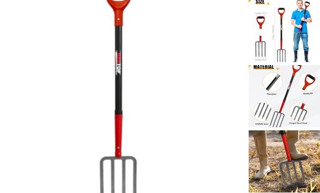 4-Tine Pitch Fork Garden Digging Fork Spading Fork Heavy Duty Pitchfork for