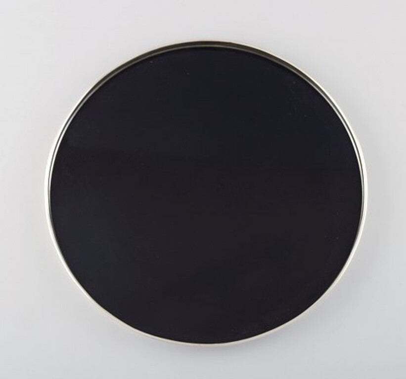 Fisher Silversmiths (Co.) serving tray in sterling silver and ebonite.