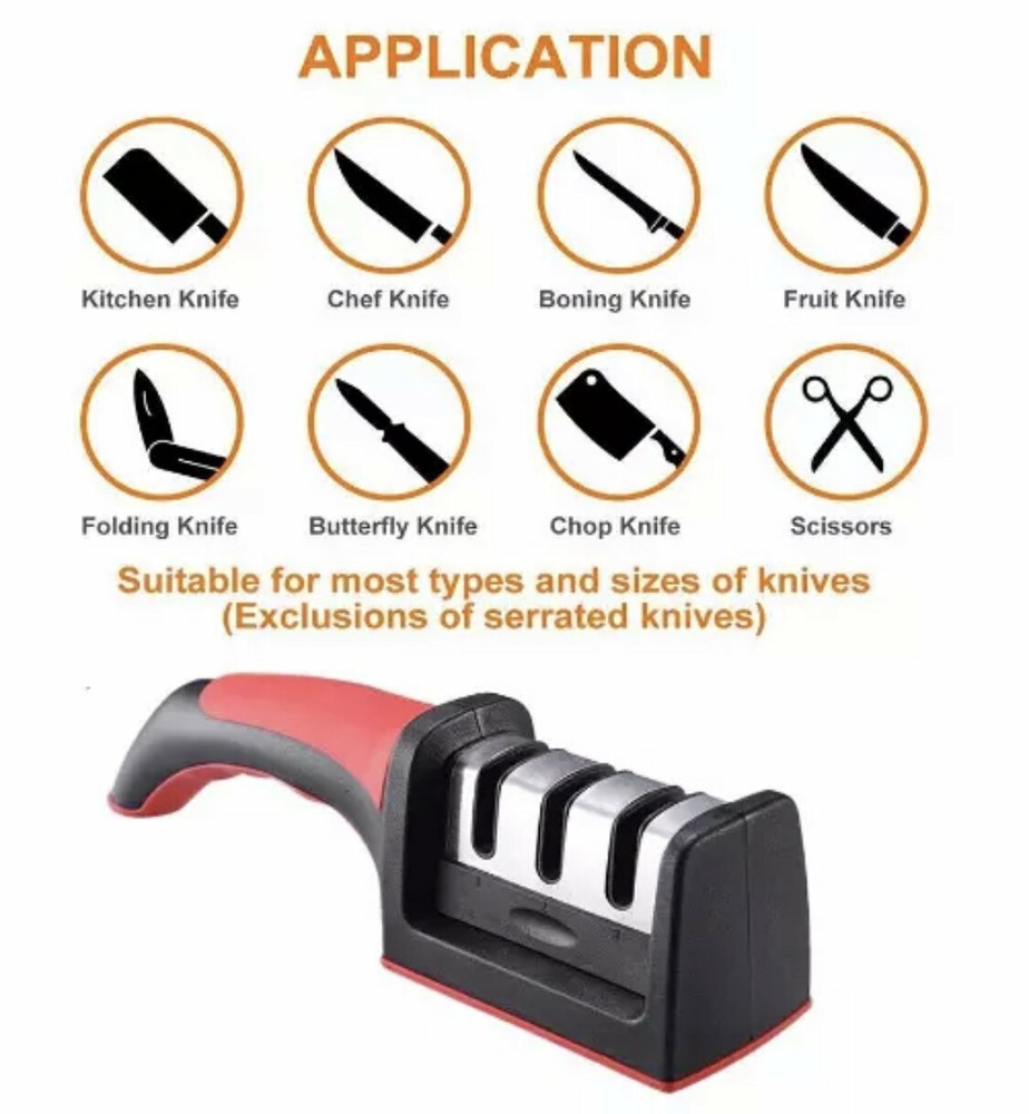 KNIFE SHARPENER PROFESSIONAL Heavy Duty Ceramic Tungsten 3 Step Chef Premiums