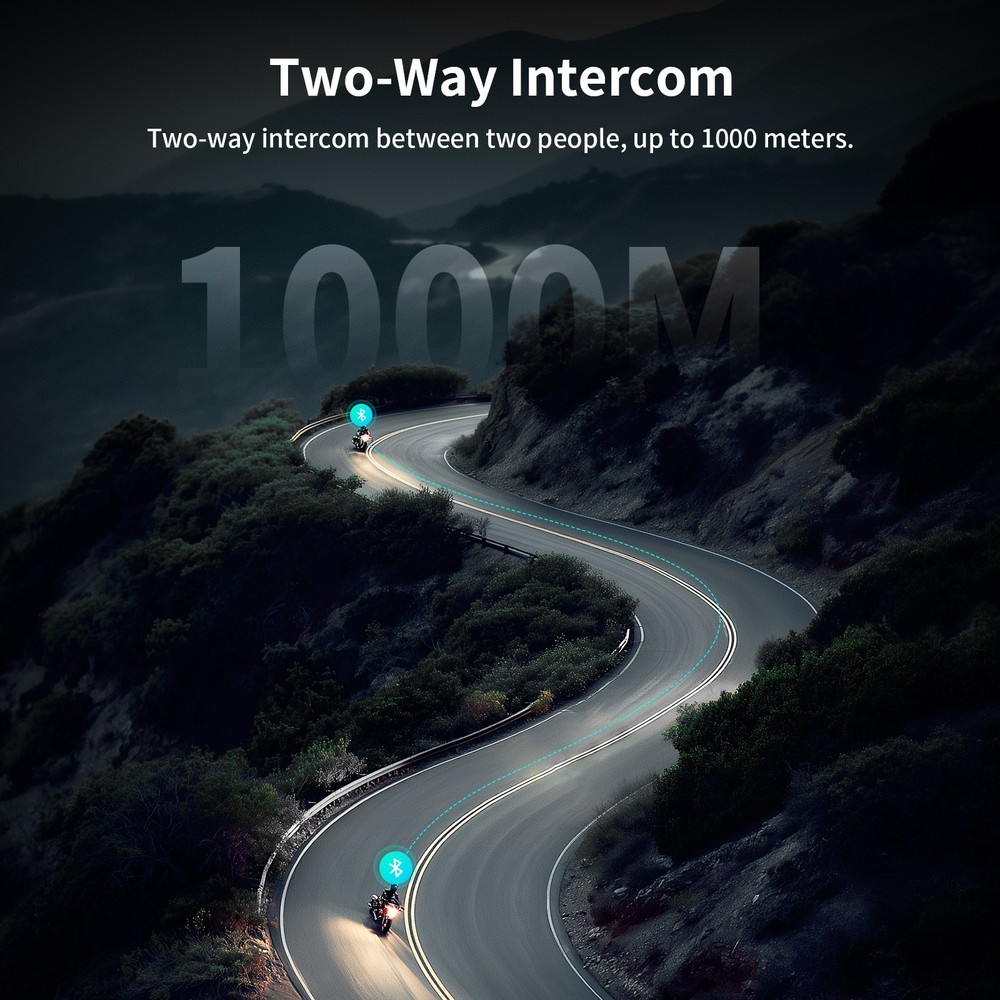 T6 Motorcycle Bluetooth Headset Helmet Intercom 2-Way 1000m Communication +Shell