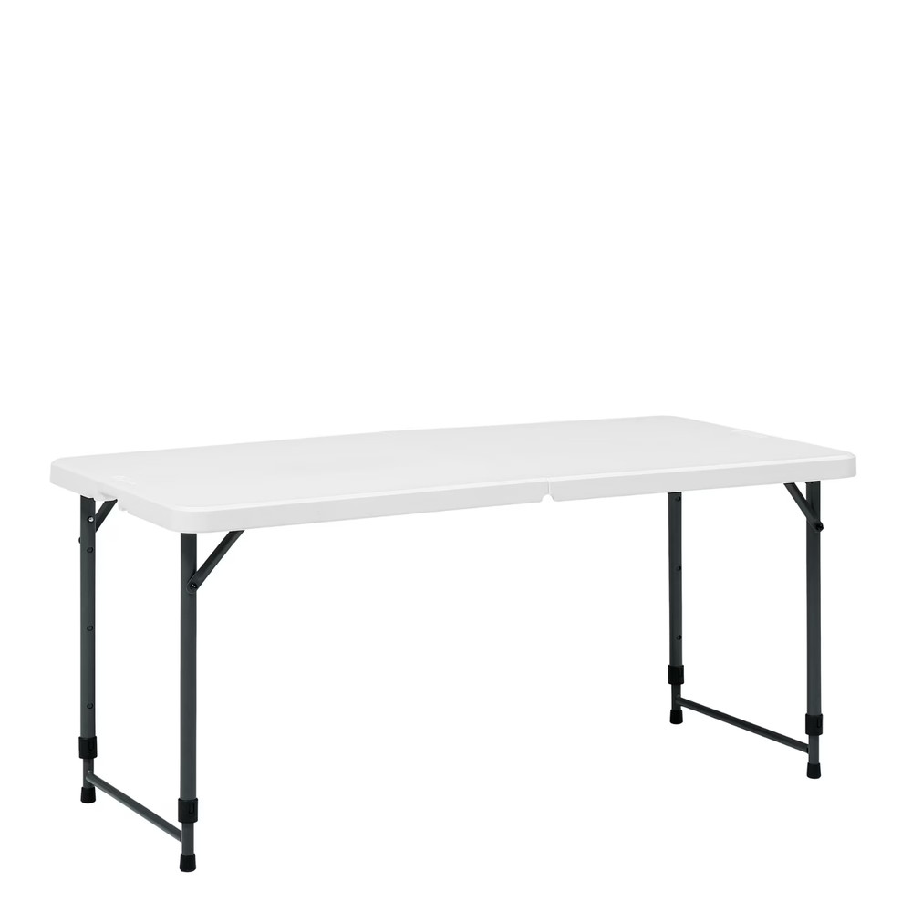 Mainstays 4FT Folding Table Adjustable Height Indoor Outdoor Carry Handle White
