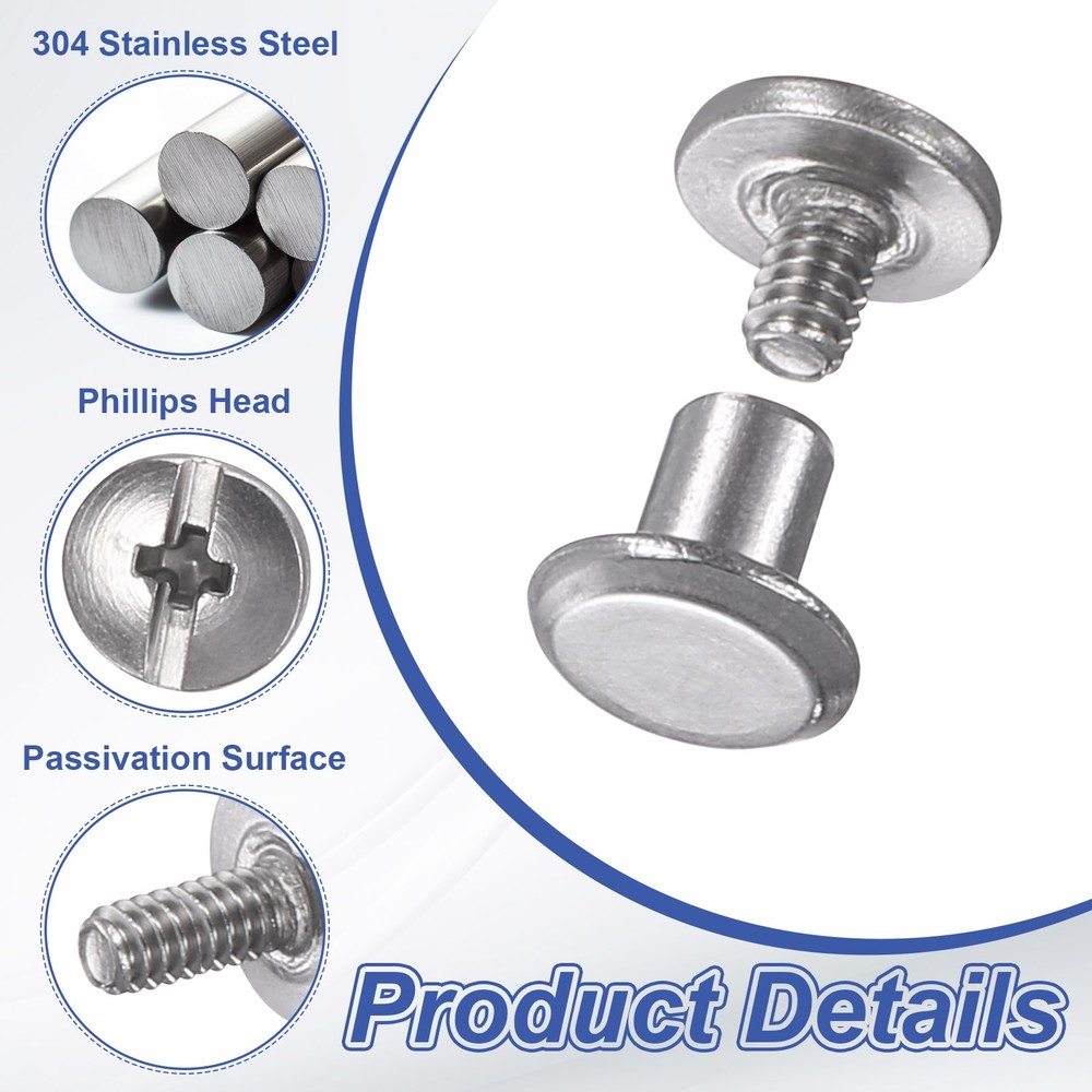 20set Phillips Chicago Screw M4x4mm Binding Post Screw Silver