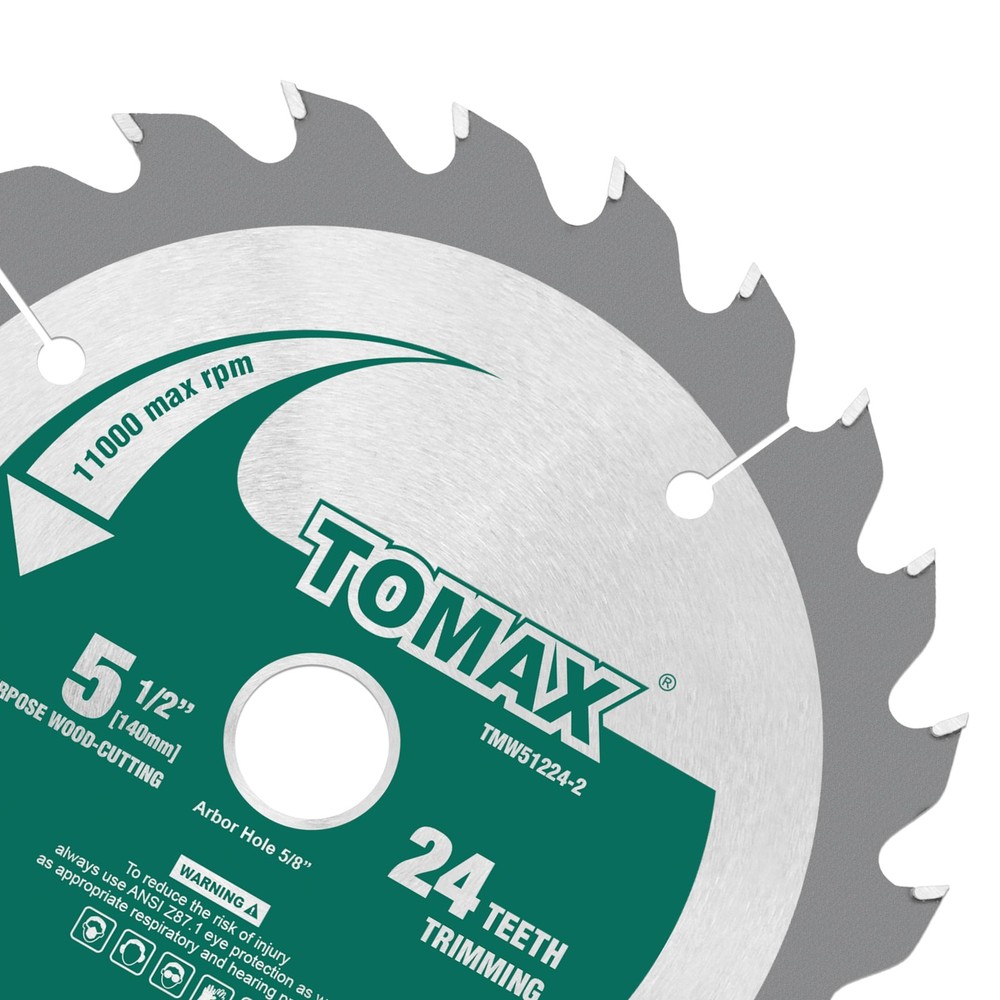TOMAX 2 Pack 5-1/2 Inch 24 Tooth ATB General Purpose 24T(2-PACK), Green