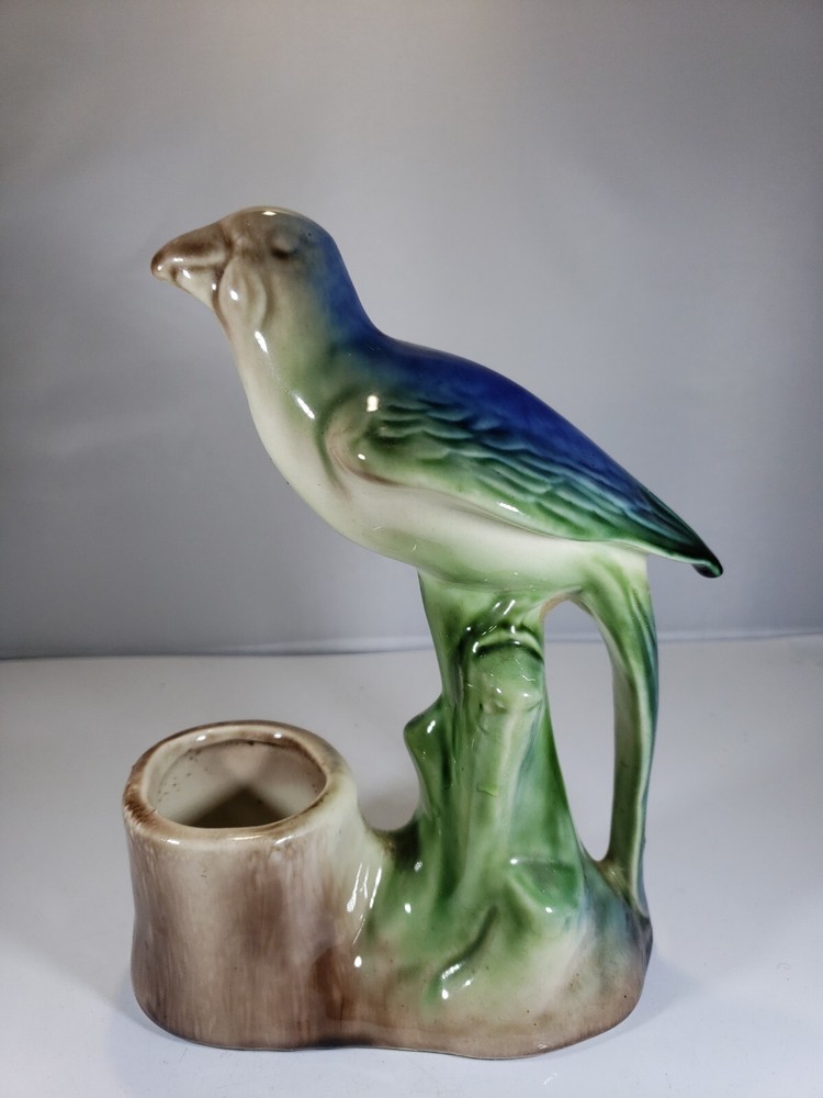 Rare Majolica Bird Planter Multicolor Glazed