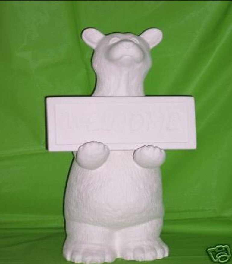Ceramic Bisque Ready to Paint "WELCOME  BEAR"