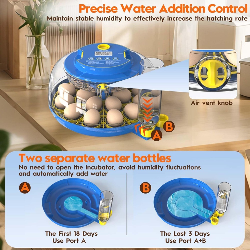 Incubator for Hatching Eggs-18 Egg Incubator with Automatic Egg Turning and H...