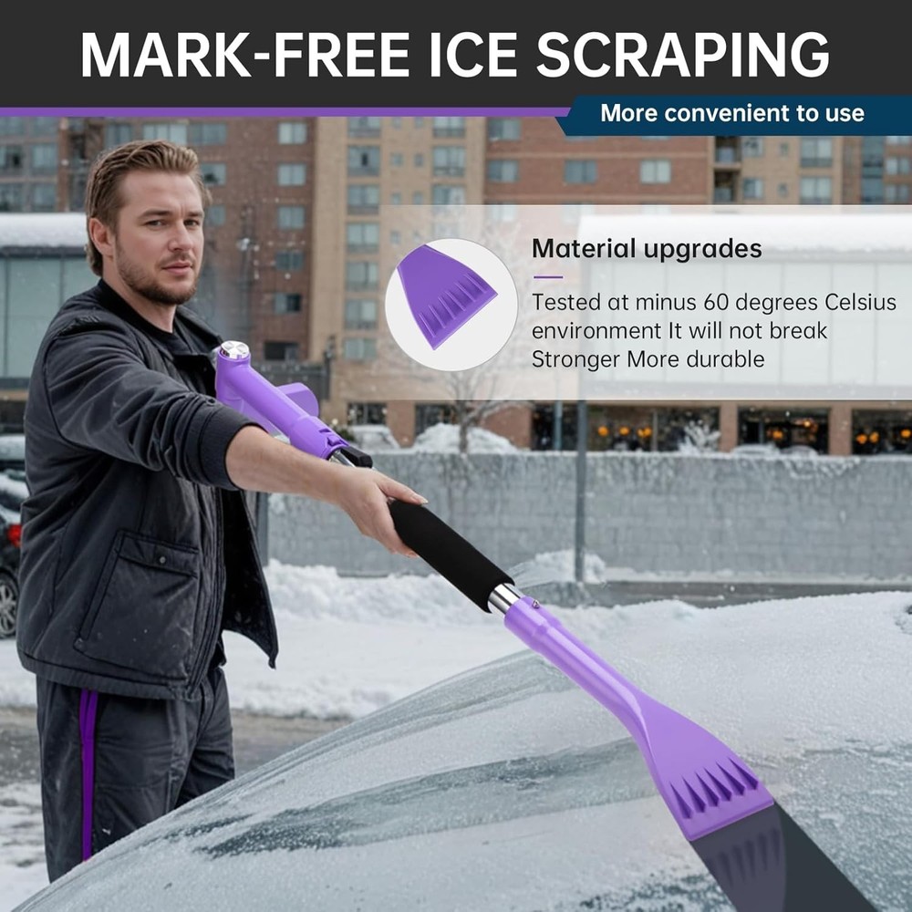 Compact Detachable Snow Brush & Ice Scraper for Easy Winter Prep - 2.14 lbs