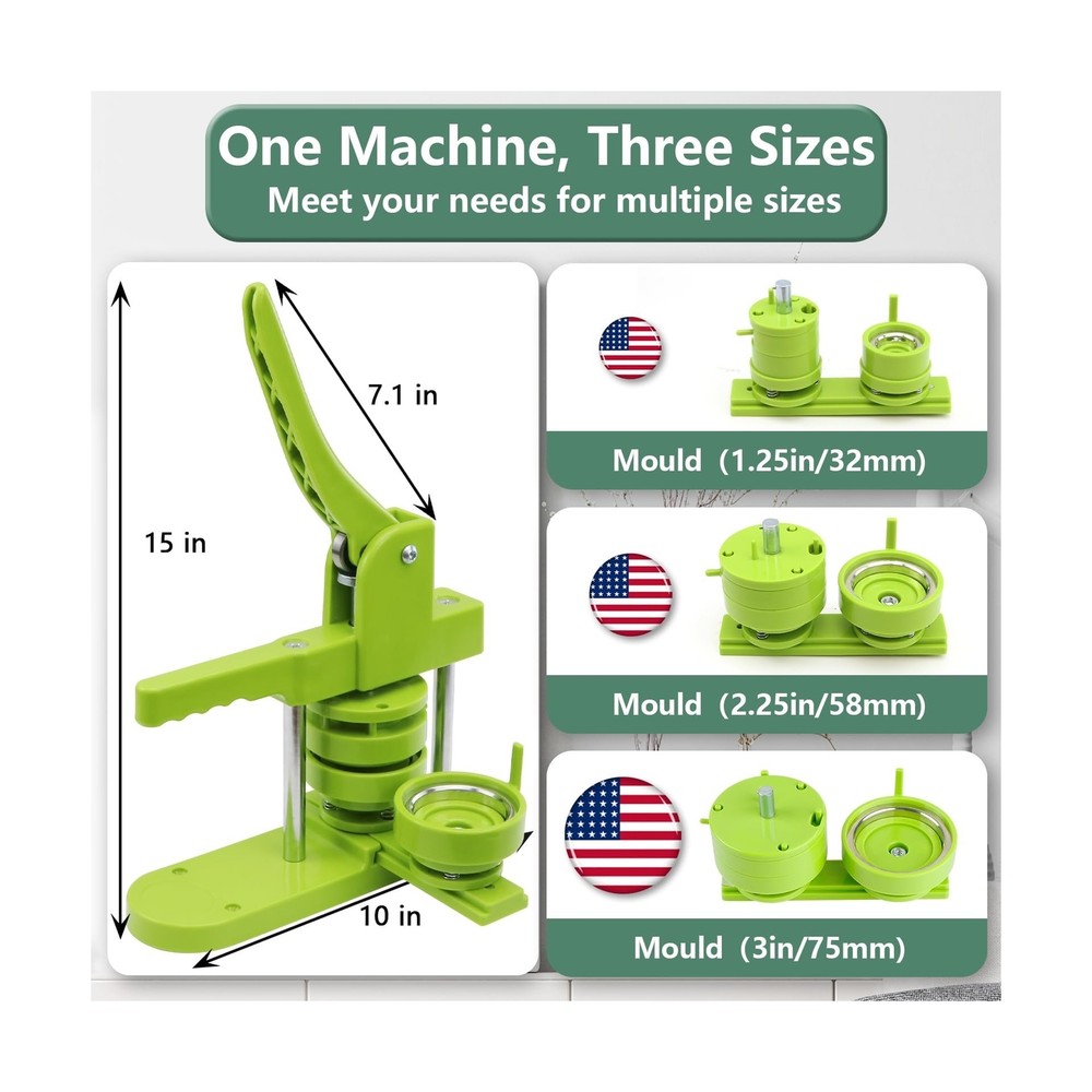 Happizza Button Maker Machine Multiple Sizes, Pin Maker Machine 1.25 in+2.25 ...