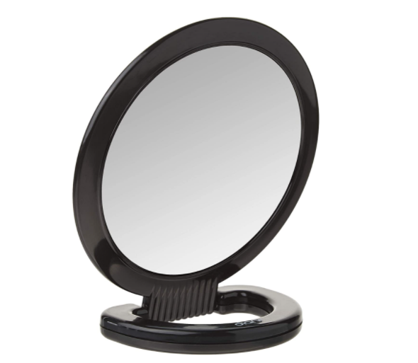 Plastic Handheld Mirror – Magnifying 2-Sided Vanity Mirror with Folding Circle