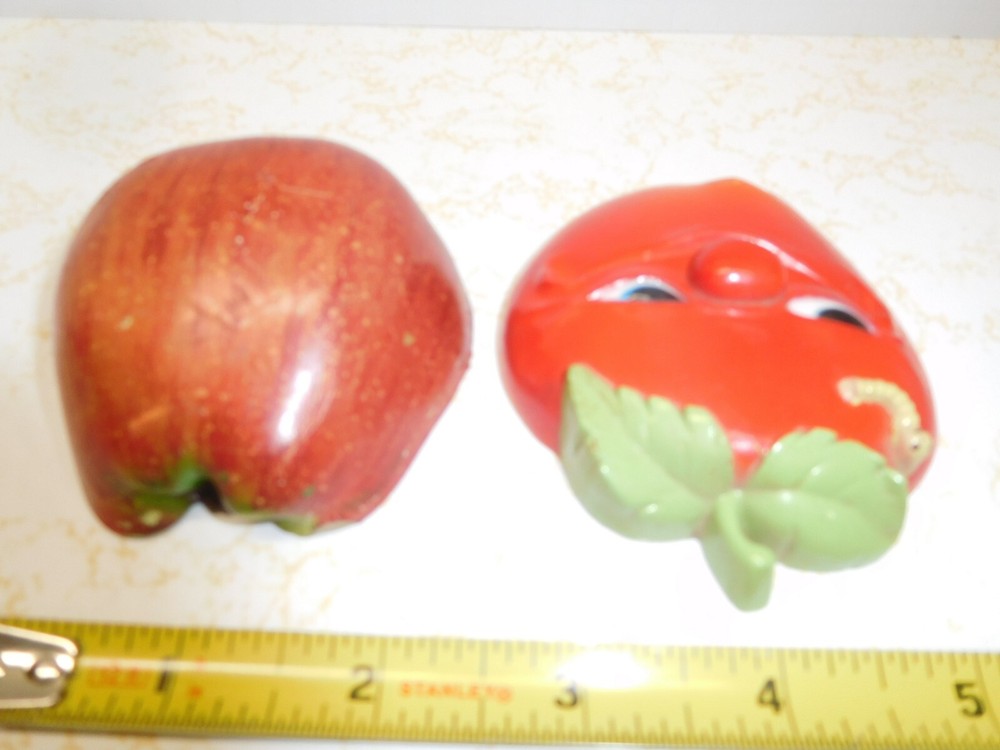 2 "APPLE" Magnets for Refrigerator or Anywhere ~ 1 Realistic & 1 Comical