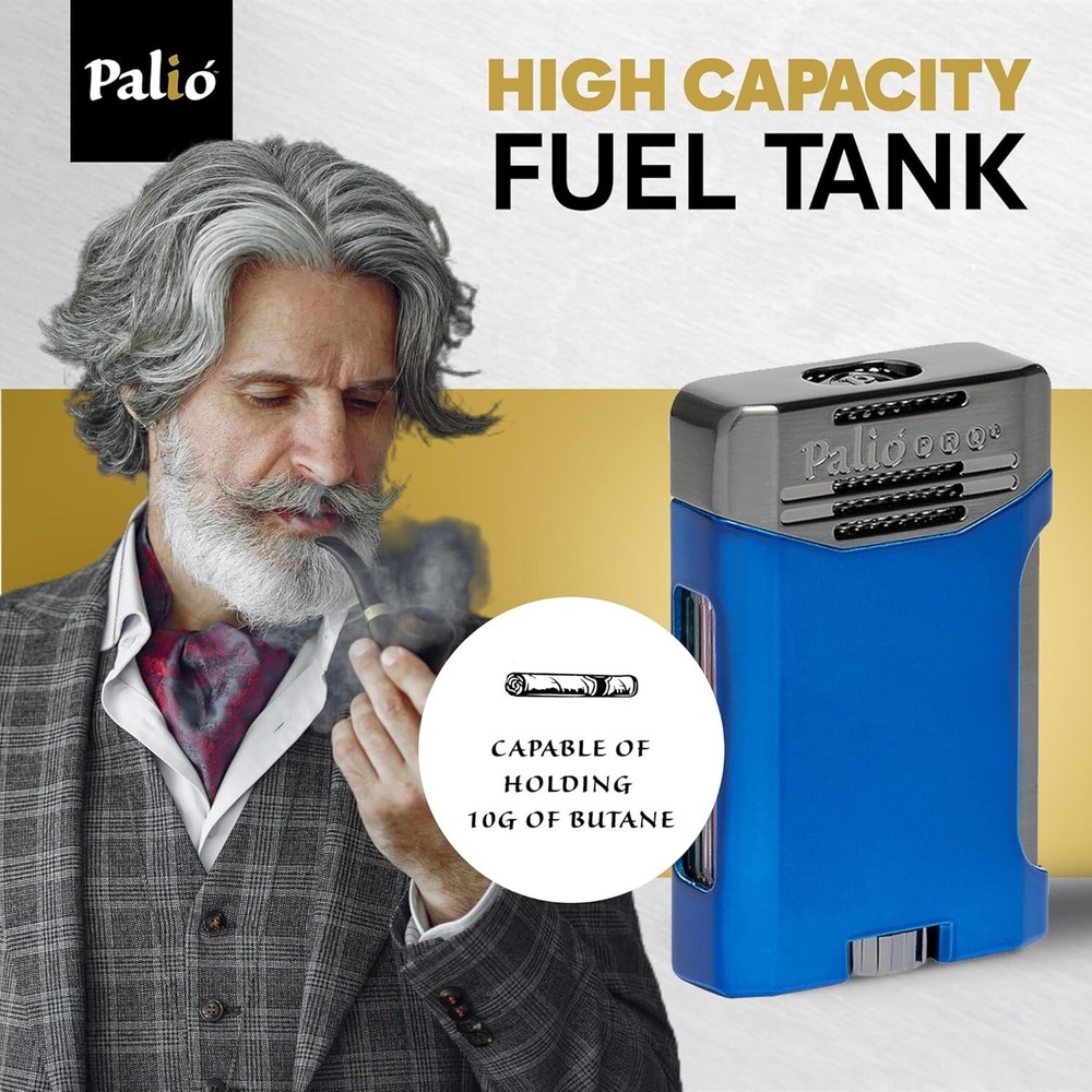 PALIO® Pro Line, Antares Double-Jet Torch Lighter. Side Squeeze Ignition, Blue