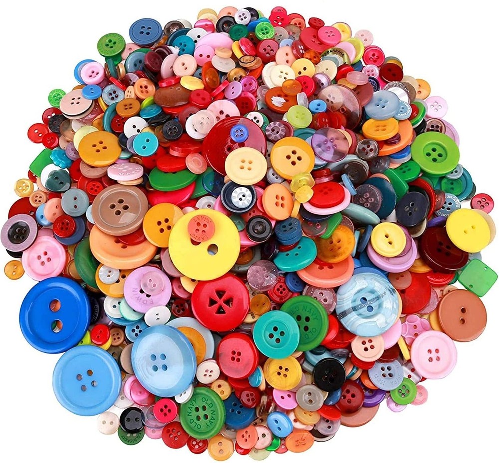 Greentime 2000 Pcs Assorted Sizes Resin Buttons,Round Craft Buttons for Sewin...