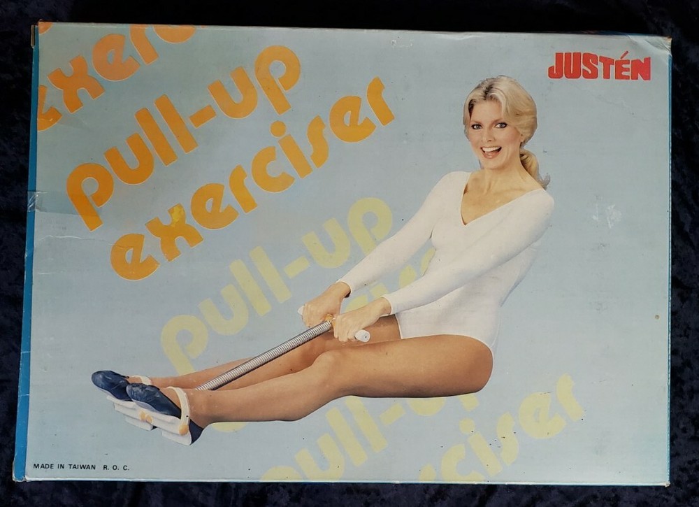 NOS Retro 1970s Exercise Justen Pull-Up Exerciser Spring Advertising Box free sh