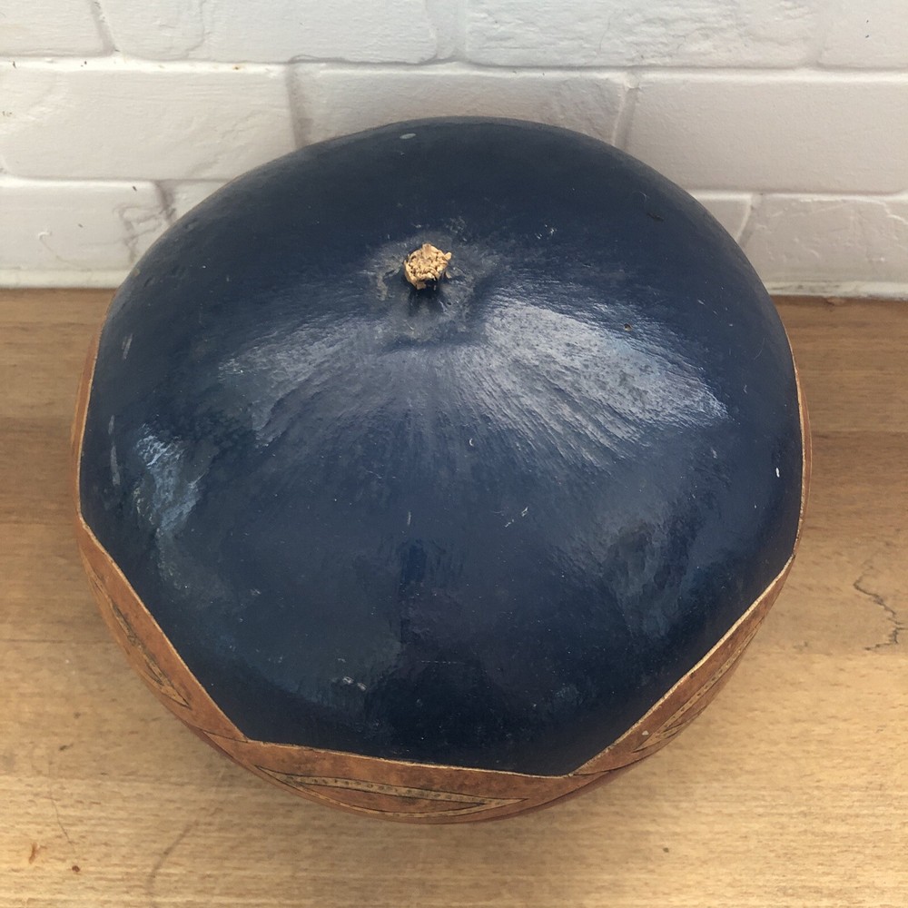 Hand Painted Lidded Gourd Native American Aztec 7”