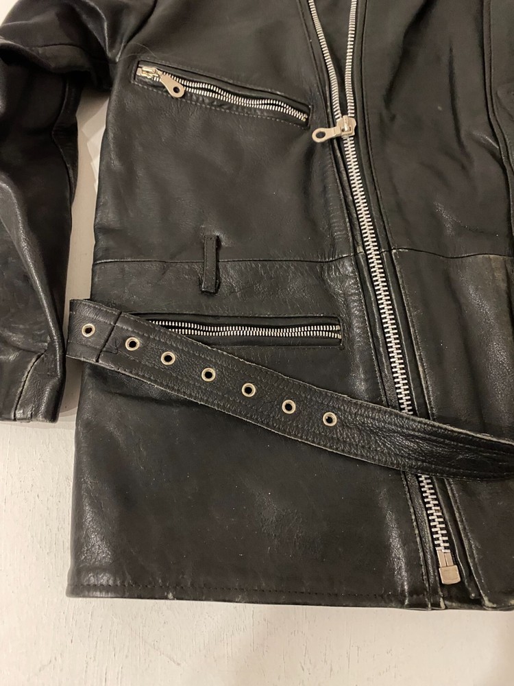 CARLO COMBERTI Vintage Leather Motorcycle Jacket Armpit/Armpit 23" (mc924)
