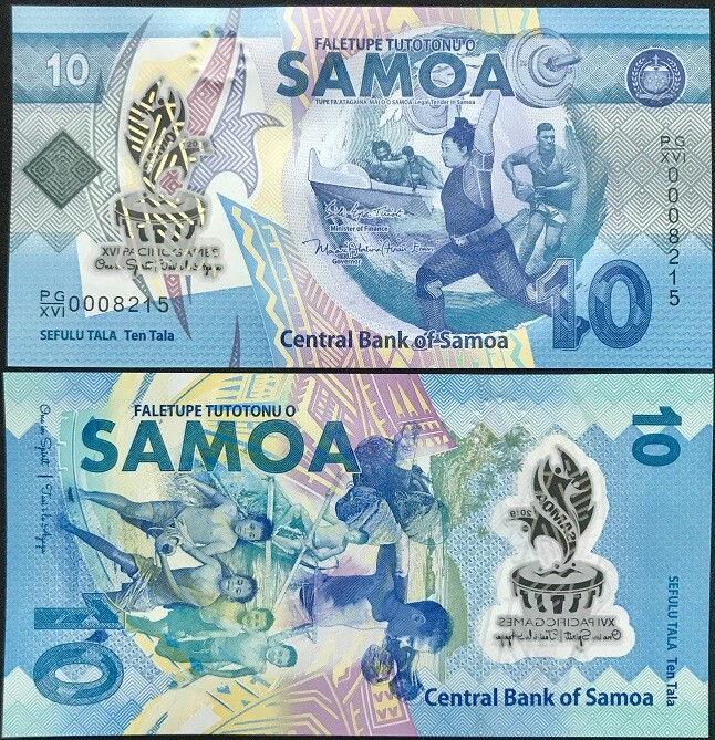 Samoa 10 Tala ND 2019 Polymer P 45 COMM. UNC