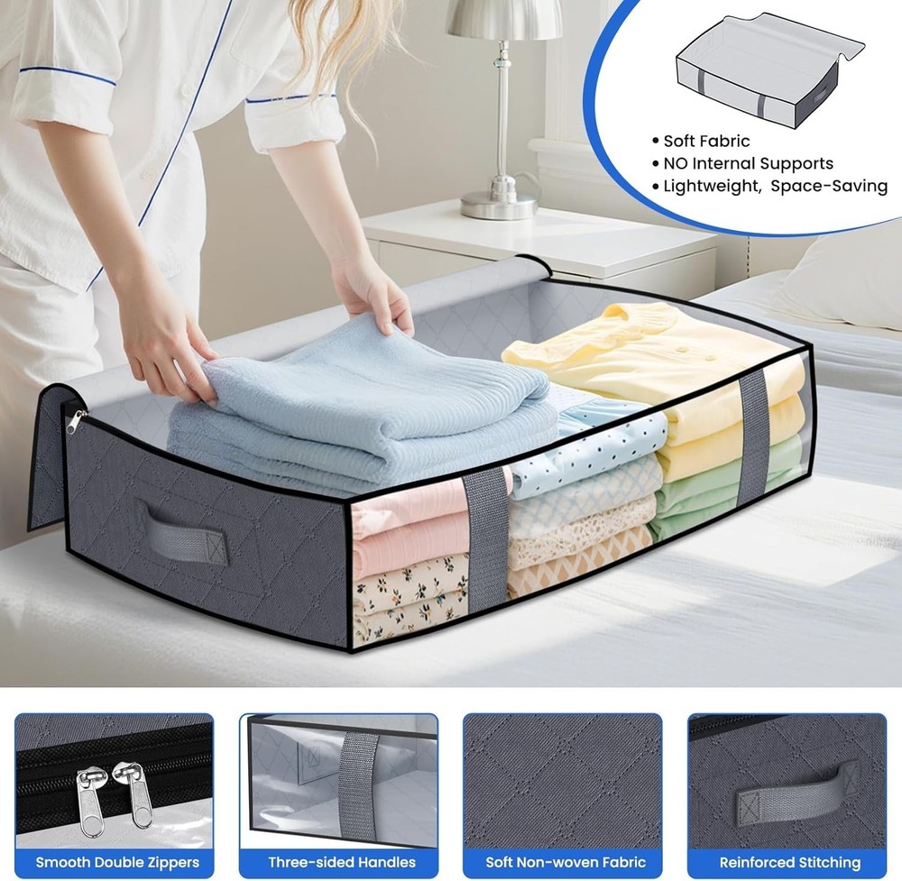 Under Bed Storage Containers 4 Pack Blanket Storage Bags Collapsible Storage