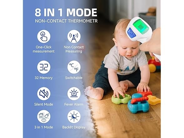 Berrcom 3-in-1 Forehead Thermometer White Pack Of 2