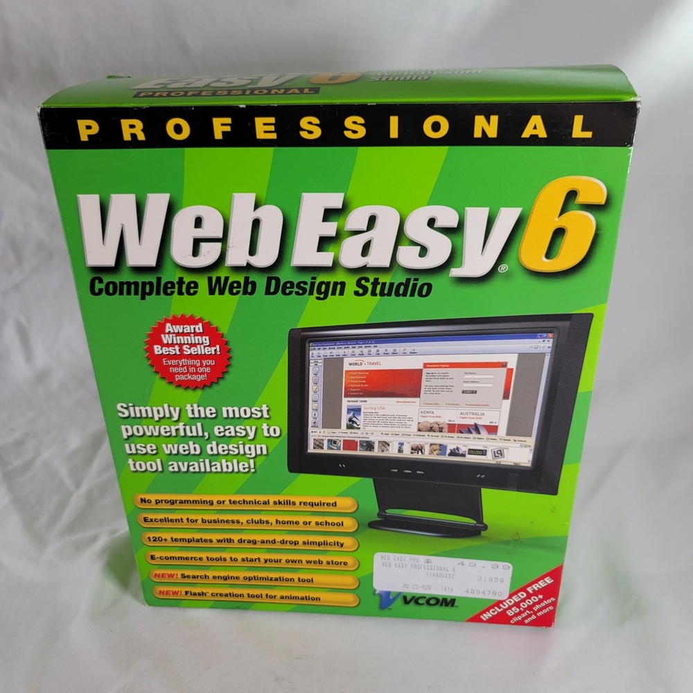 Professional Web Easy 6 New In Box Vcom Windows 98, ME, 2000, XP