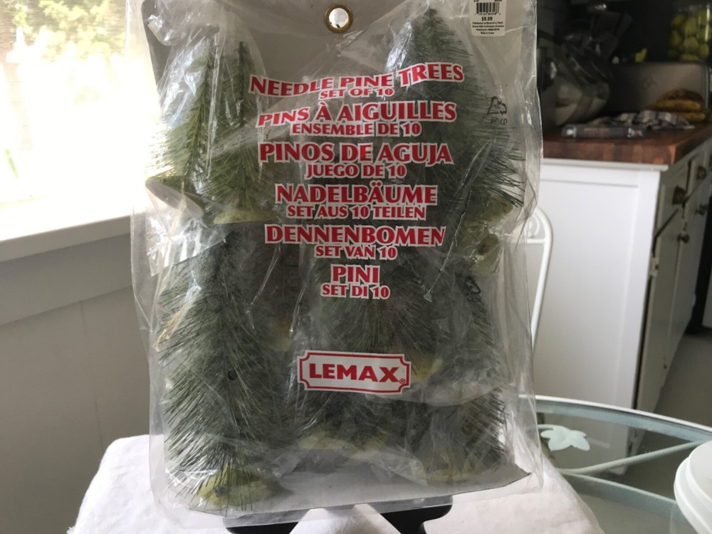 Lemax Village Assorted Needle Pine Trees Set of 10 #84358 NEW