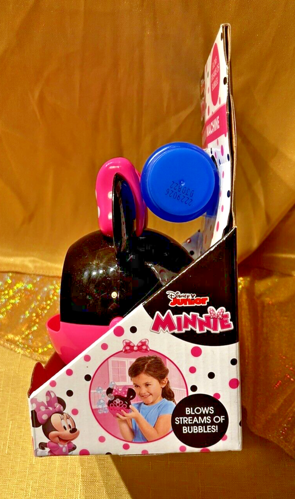 Disney Junior Minnie Mouse Bubble Machine Bubble Blower with 2 oz of Bubbles.