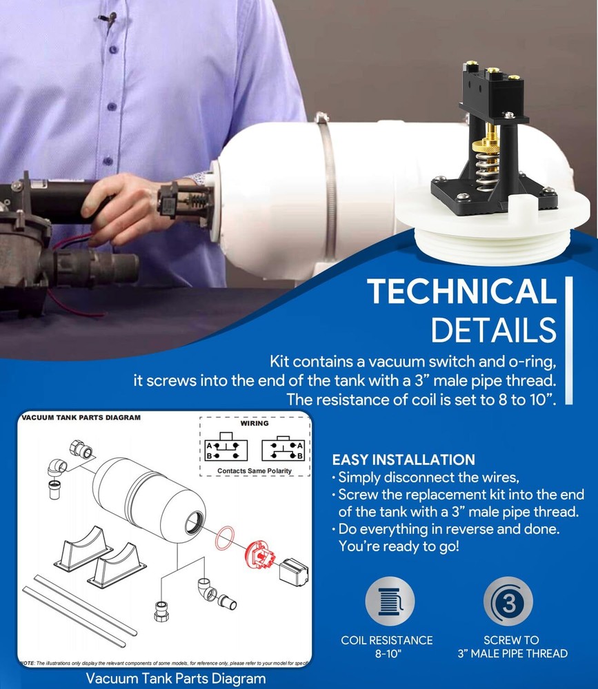 For Sealand Dometic 729100 385318032 Vacuum Pump Kit Vacuum Tank Switch Kit