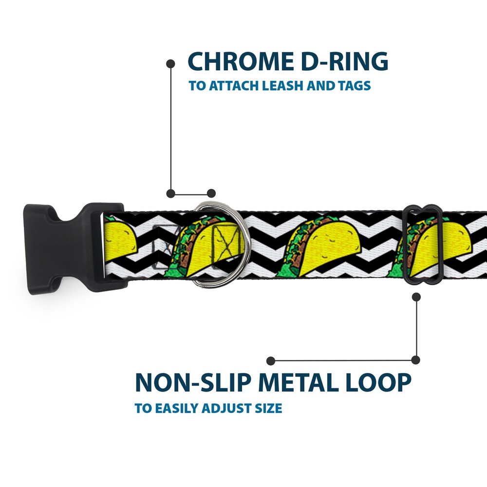 Plastic Clip Collar Taco/Chevron Black/White NARROW-Medium 8.5-12"