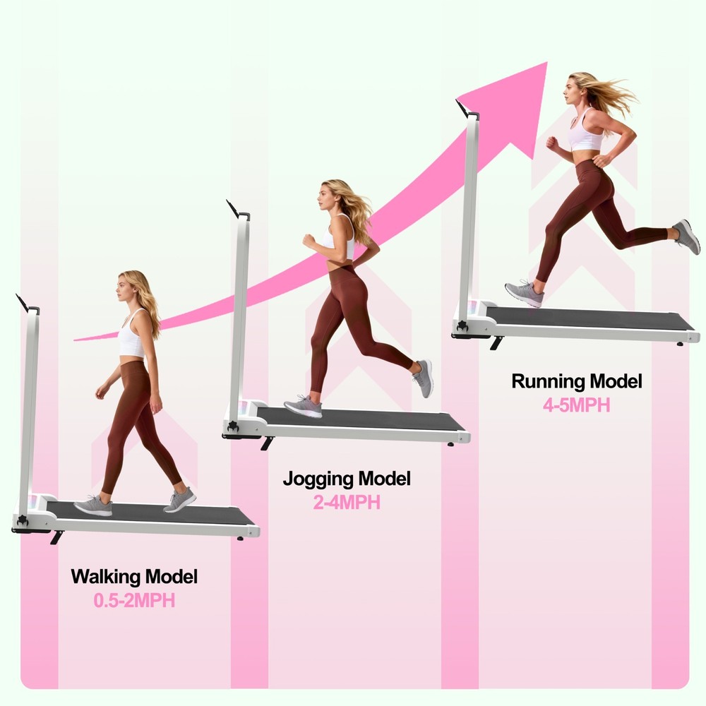 2 in 1 Foldable Treadmill Incline Handle Bar Walking Pad Vibration Pad Remote