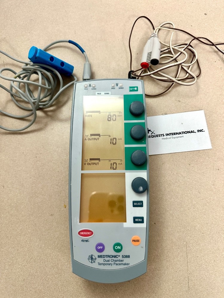 Two (2) Medtronic 5388 Dual Chamber Temp Pacemaker With Patient Cables