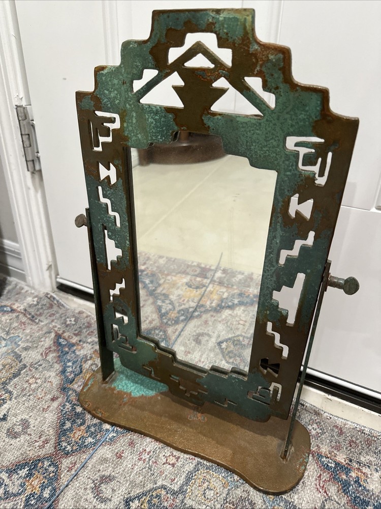 Southwestern Decor Style Mirror On Stand Cast Iron