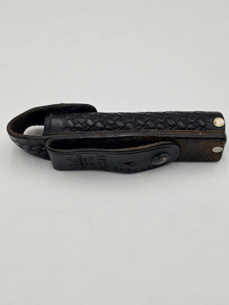Vtg Tex Shoemaker & Sons Black Basket Weave Pouch 76SFF Flashlight Baton Holder