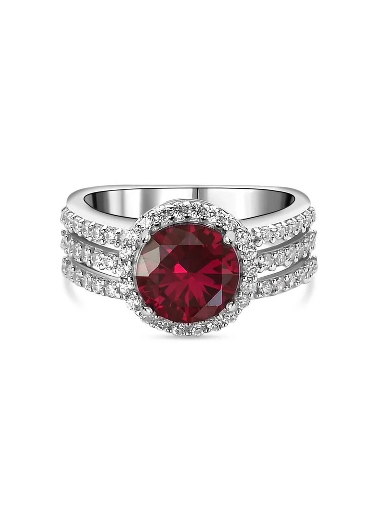 2.50 Ct Round Cut Natural Ruby Diamond Engagement Ring 14K White Gold Size 7