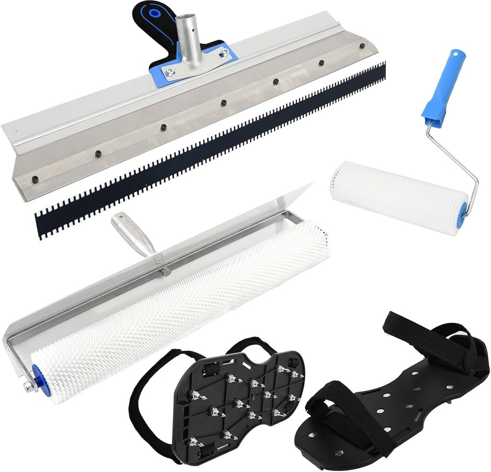 Epoxy Floor Tools Kit - Self-Leveling Rake, Spike Roller & Spiked Shoes