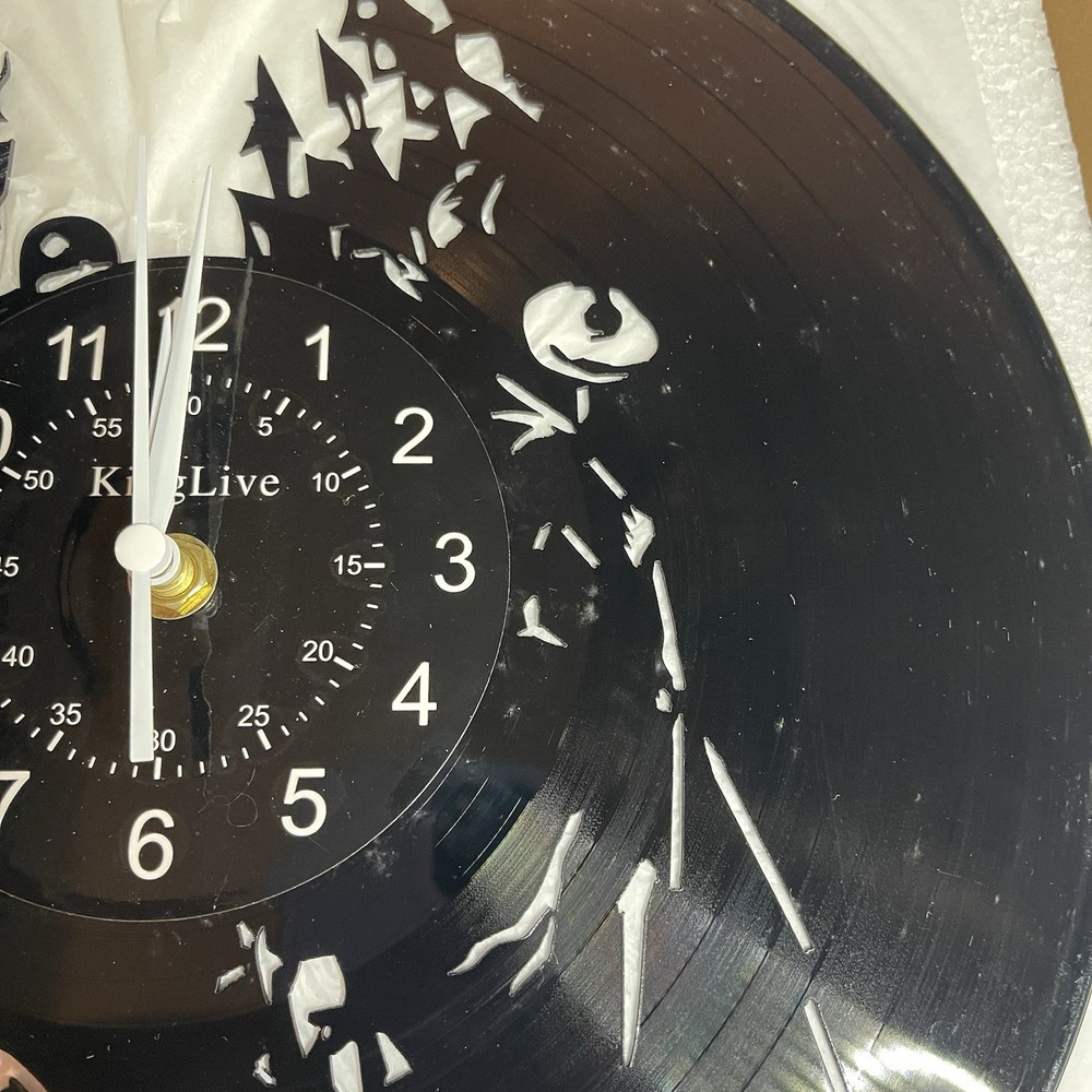 Nightmare Before Christmas Vinyl Record Wall Clock Jack Skellington 12” - READ