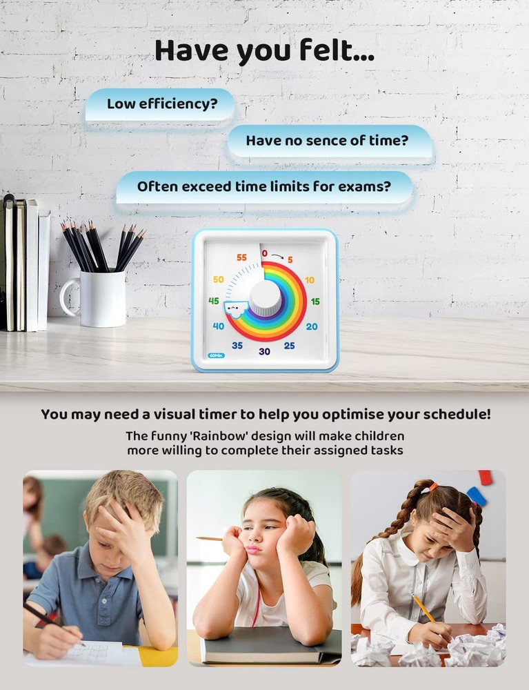 60 Minute Visual Timer for Kids, Visual Countdown Timer for Classroom Office ...