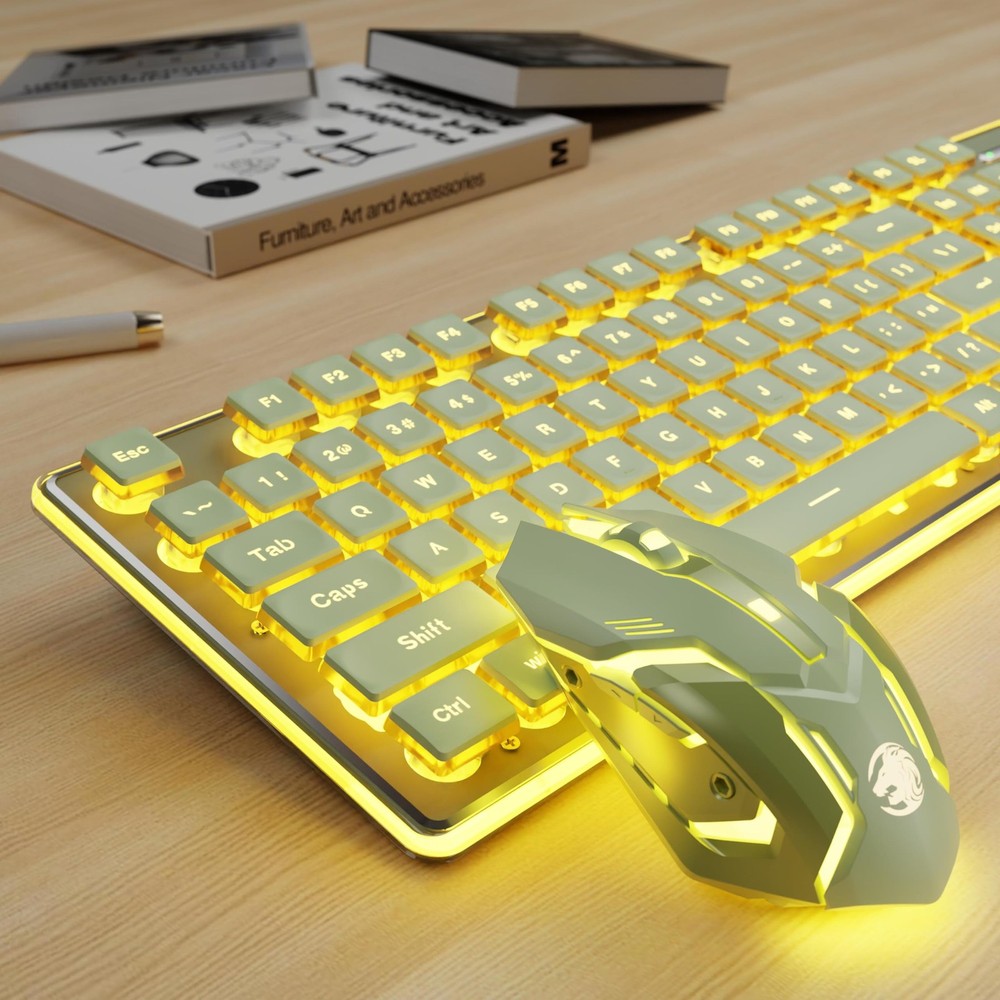 V3 Wireless Keyboard and Mouse with Single Backlit, Metal Panel, Bluetooth/2.