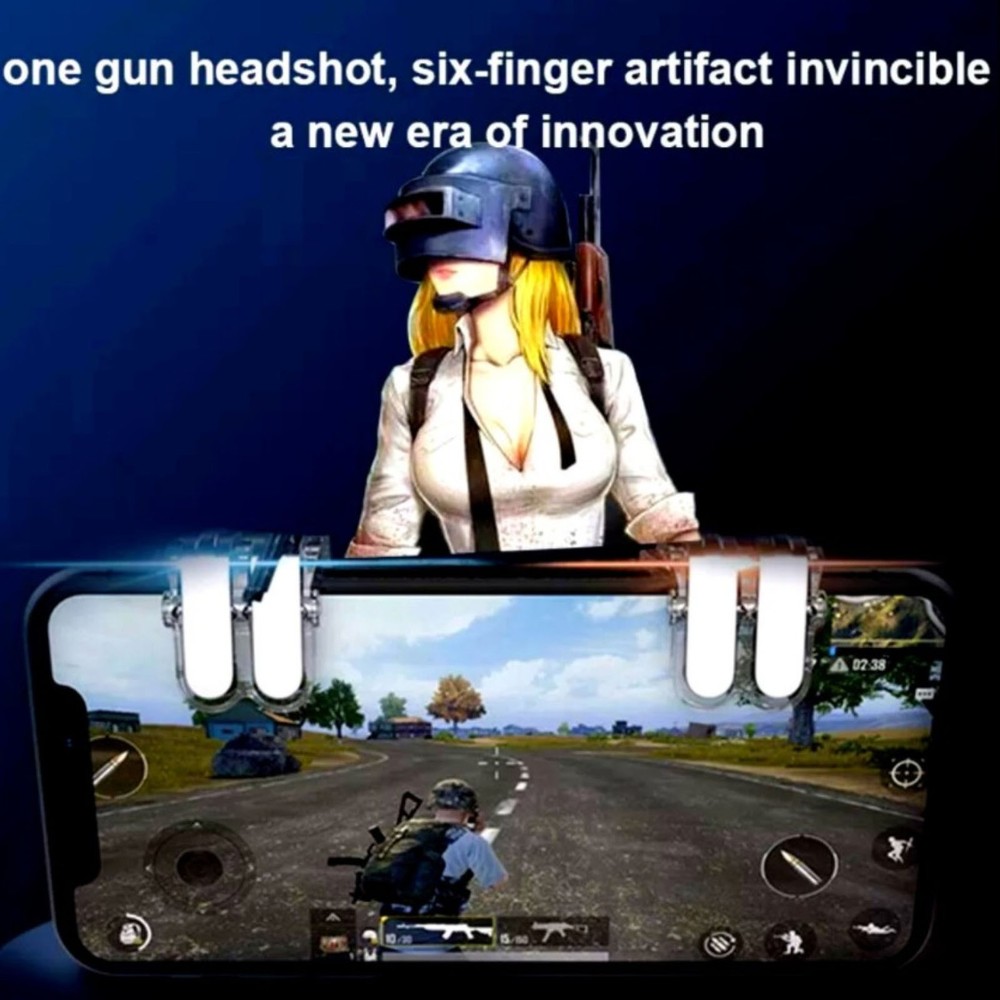 2PCS W6 Gaming Trigger Phone Game PUBG Mobile Controller Gamepad For Android IOS