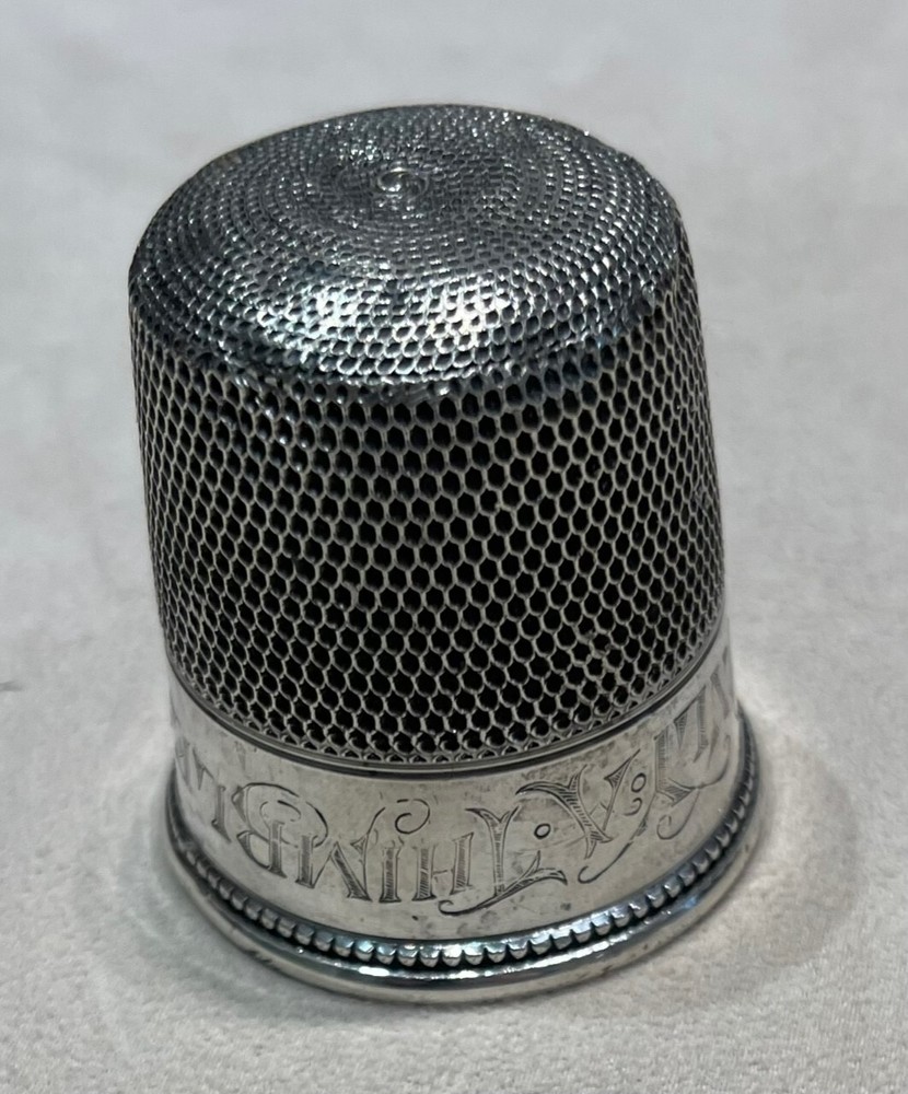 C1920 Art Deco - Sterling Silver thimble Shot Glass Engraved "Only a Thimble Ful