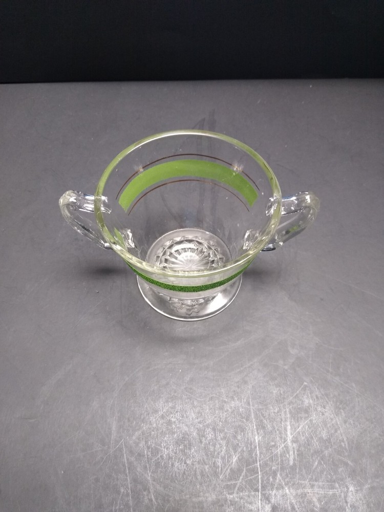 Kent Glass Green Stripe Sugar Bowl