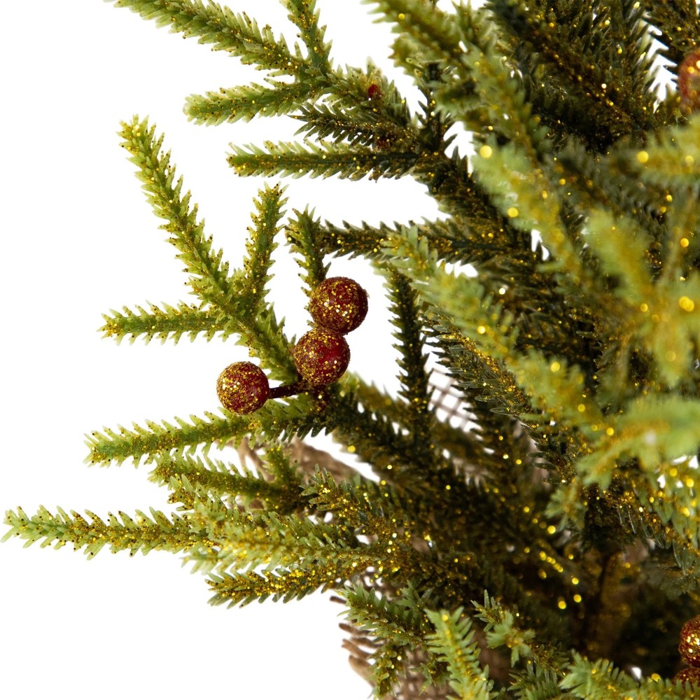 Northlight Mini Pine Berries Artificial Christmas Tree Burlap Base - 12" - Unlit