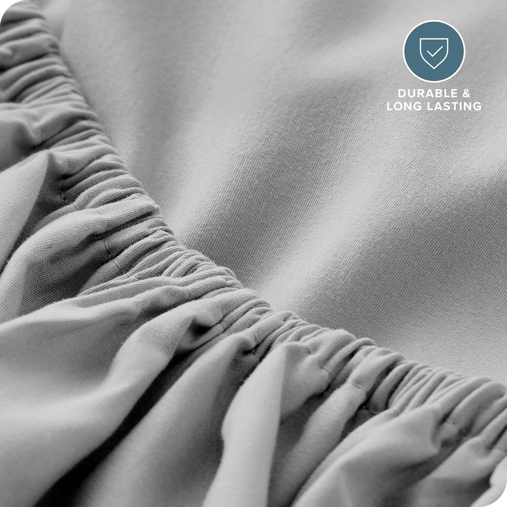 Luxurious King Size Fitted Sheet - 1800 Thread Count Microfiber, Light Grey