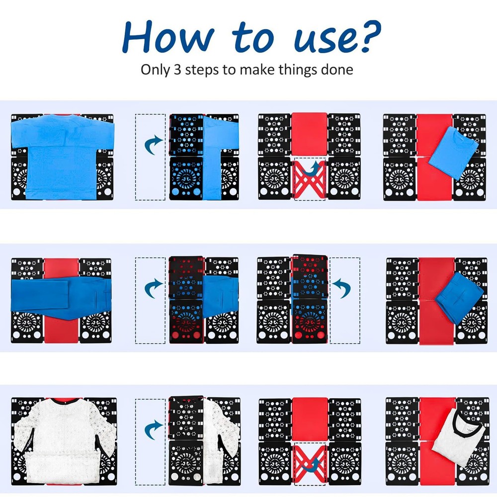 Black/Red Version 3 Shirt Folding Board T Shirts Clothes Folder Plastic