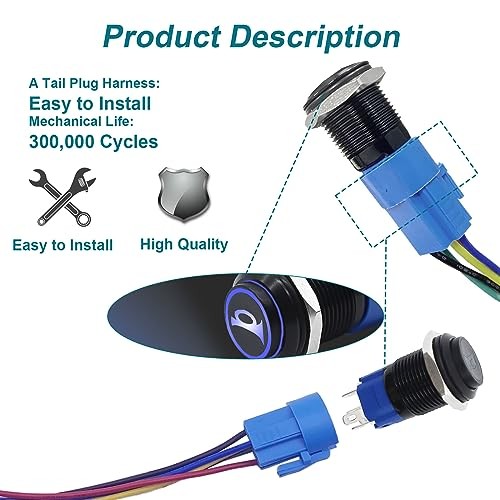 Horn Button, Momentary Push Button Switch, Horn Switch for Car Black