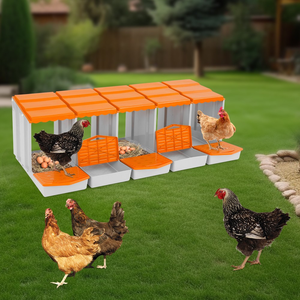 5-Compartment Chicken Nesting Box, Chicken Nest Laying Box with Egg Collection