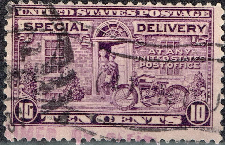 US Postman and Motorcycle classic stamp 1922