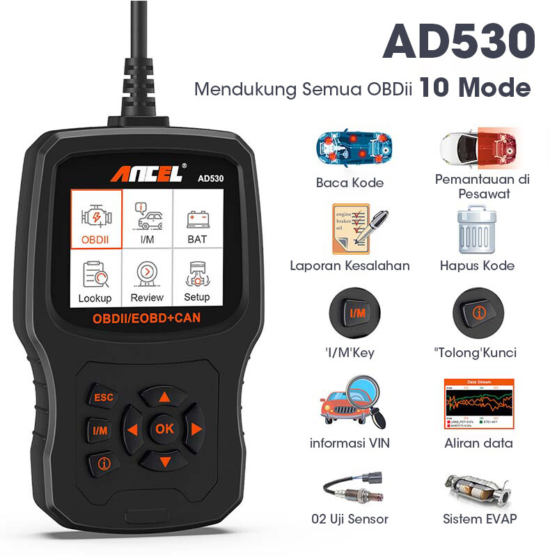 ANCEL AD530 OBD2 Scanner Car Battery Test Code Reader Diagnostic Scan Tool