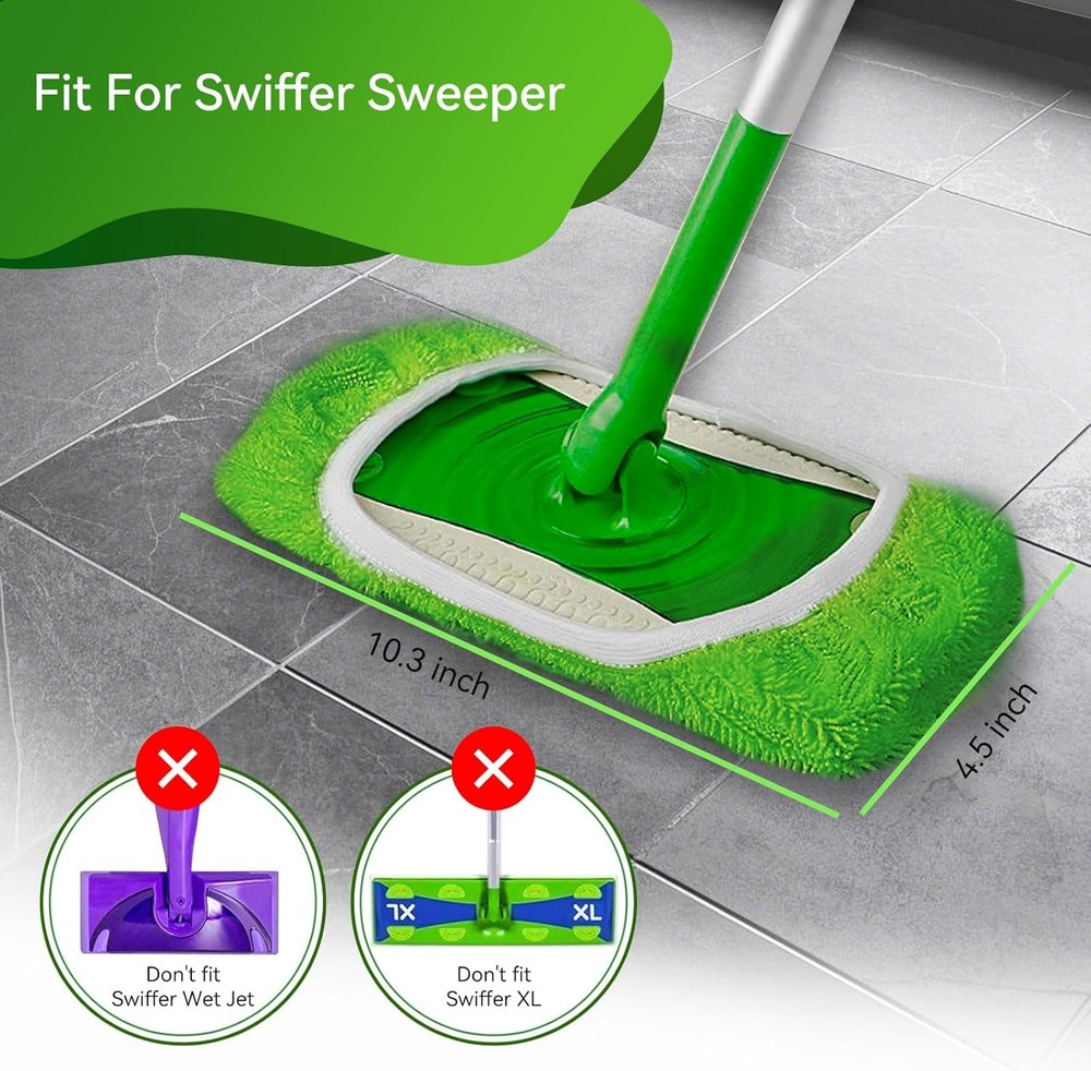 Reusable Microfiber Mop Pads 3 Pack for Sweeper Wet and Dry Washable Refills